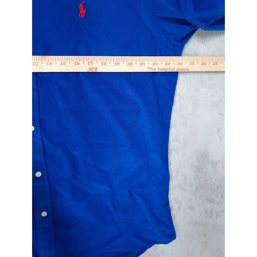 NEW Polo Ralph Lauren Corduroy Shirt Men Large Classic Fit Button Down Blue NWT